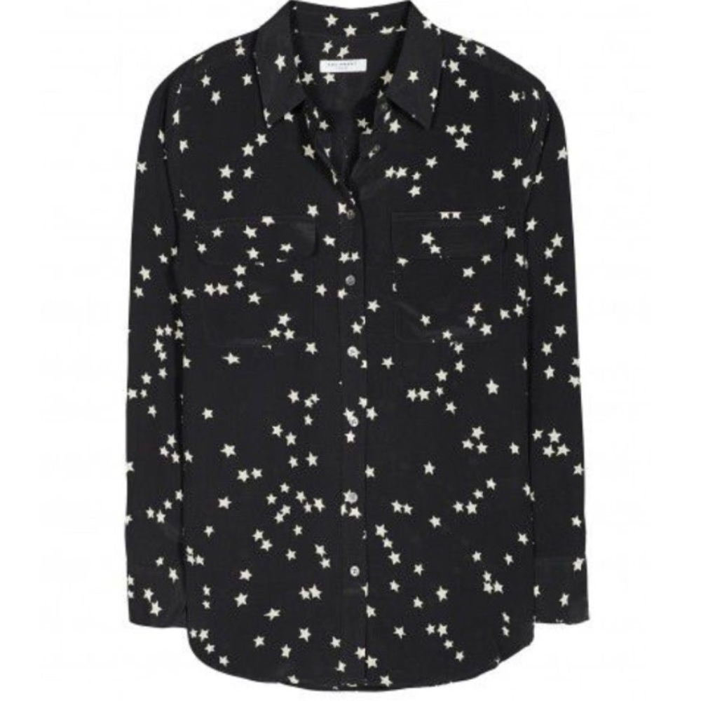 Equipment SLIM SIGNATURE SILK SHIRT BLACK STAR XL